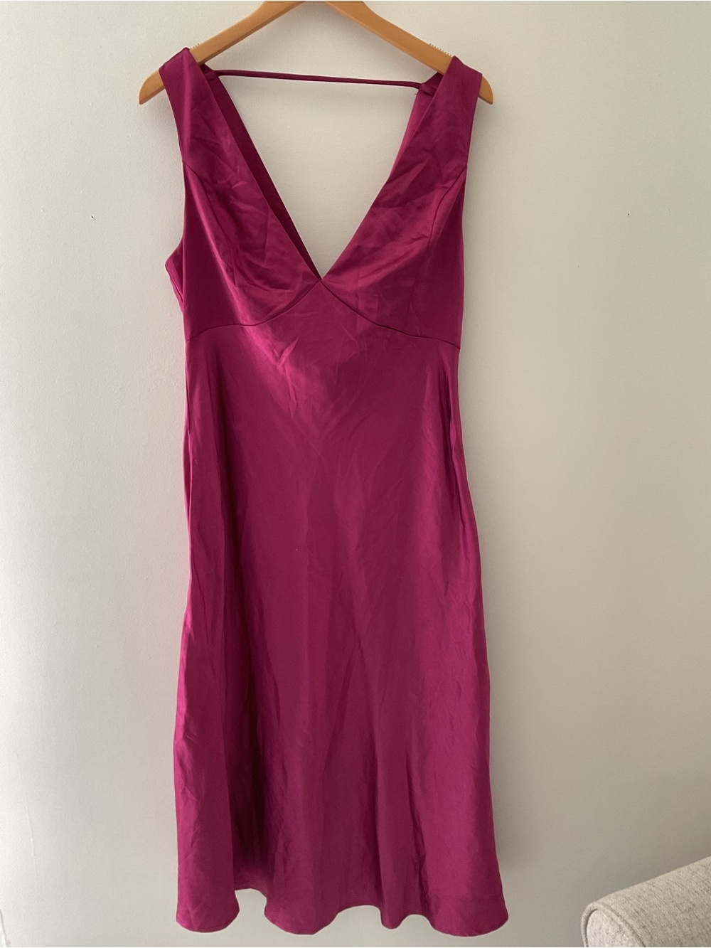 Lulus Incredible Love Magenta Satin Cowl Back V-Neck Midi Slip Dress XL - Picture 4 of 14